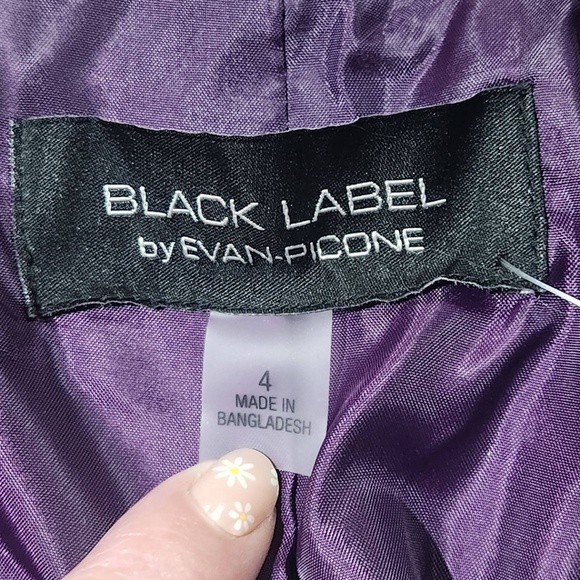 Black Label by EvanPicone Womens Purple Long Sleeve Collarless Blazer Size 4 - Picture 5 of 8